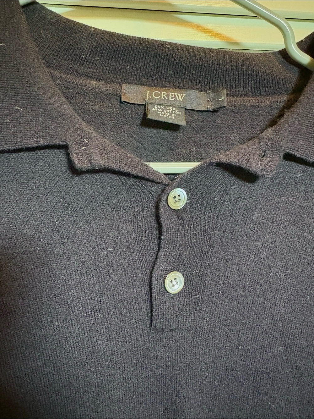 J. Crew Navy Blue Wool Polo Sweater — Men’s Large - Picture 6 of 9